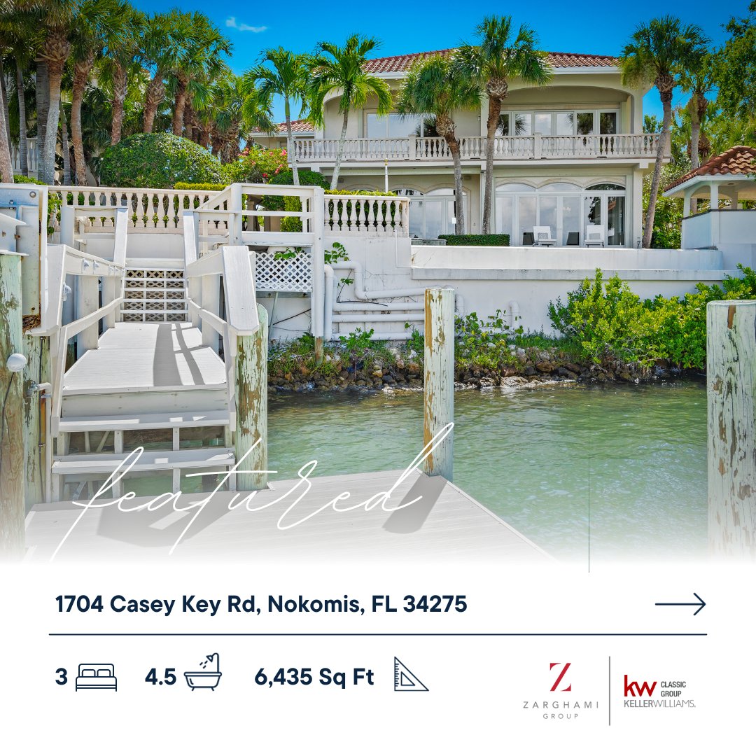 ZarghamiGroup's tweet photo. 🏡 #FeaturedListing: A remarkable Gulf to Bay waterfront estate on the highly exclusive Island enclave of Casey Key!

📍 1704 Casey Key Rd, Nokomis, FL 34275

DETAILS:

✅ 6,435 Sq Ft

✅ No of Bedrooms: 3

✅ No of Bathrooms: 4.5 https://t.co/rBA9f2jSWm