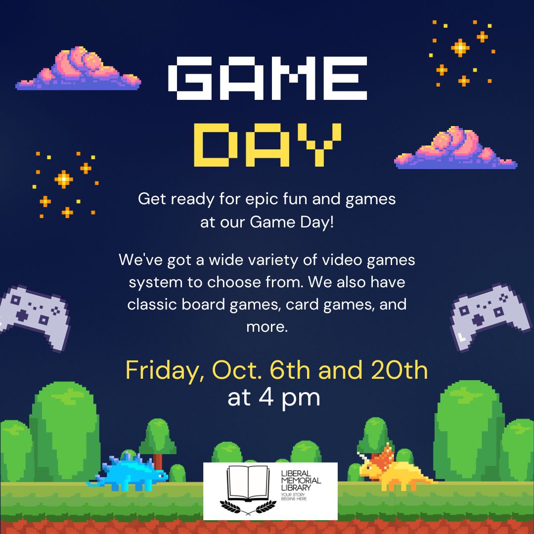 LMlibrary's tweet photo. On Friday, October 6th and 20th starting at 4 pm, join us to play video games, board games and card games. This event is open to all ages, bring a friend or family member to try out a new game! https://t.co/NOjIFKa6G6