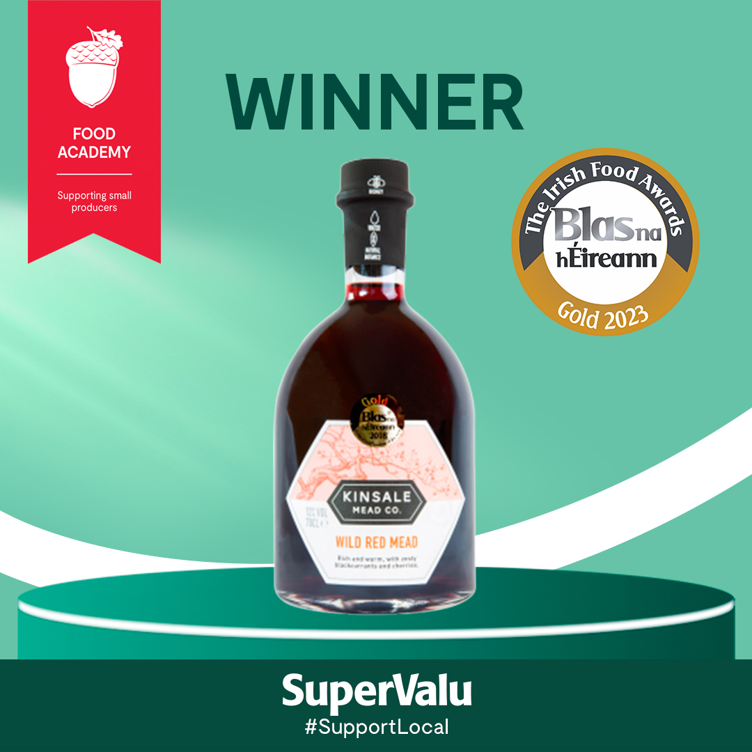 🏆GOLD🏆☘️SuperValu #FoodAcademy producer @KinsaleMeadCo wins GOLD at #Blas2023 for their Wild Red Mead 👏👏 Huge well done to all the team in Kinsale. @BlasNahEireann #TasteofLocal #SupportLocal #SuperValu