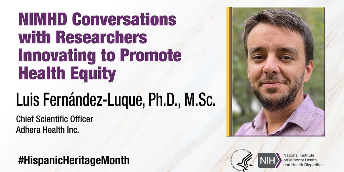 We’re celebrating #HispanicHeritageMonth by recognizing researchers innovating to promote health equity. Here’s a recent discussion with Dr. Luis Fernández-Luque, a principal investigator in #minorityhealth and #healthdisparities. Learn more: bit.ly/3rvFGNK
