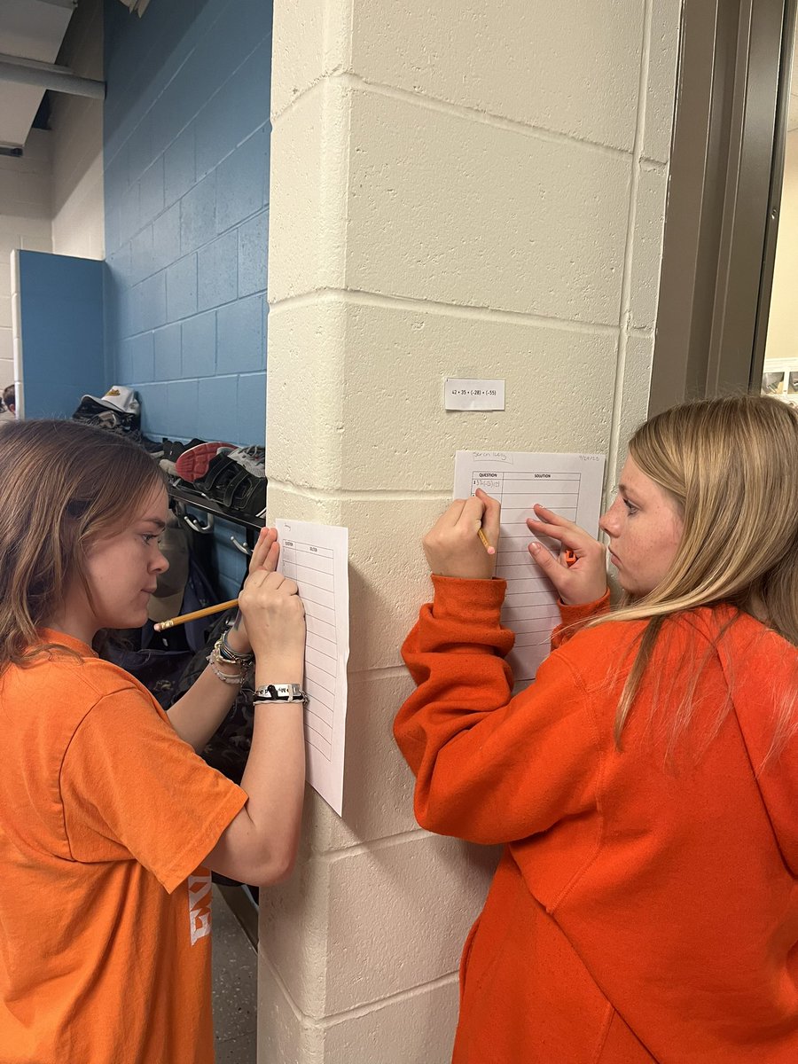 _ascarcelli's tweet photo. Students got up and moving today in math. They went on a scavenger hunt to find integer problems to solve! https://t.co/rJ1Fwa3TWd
