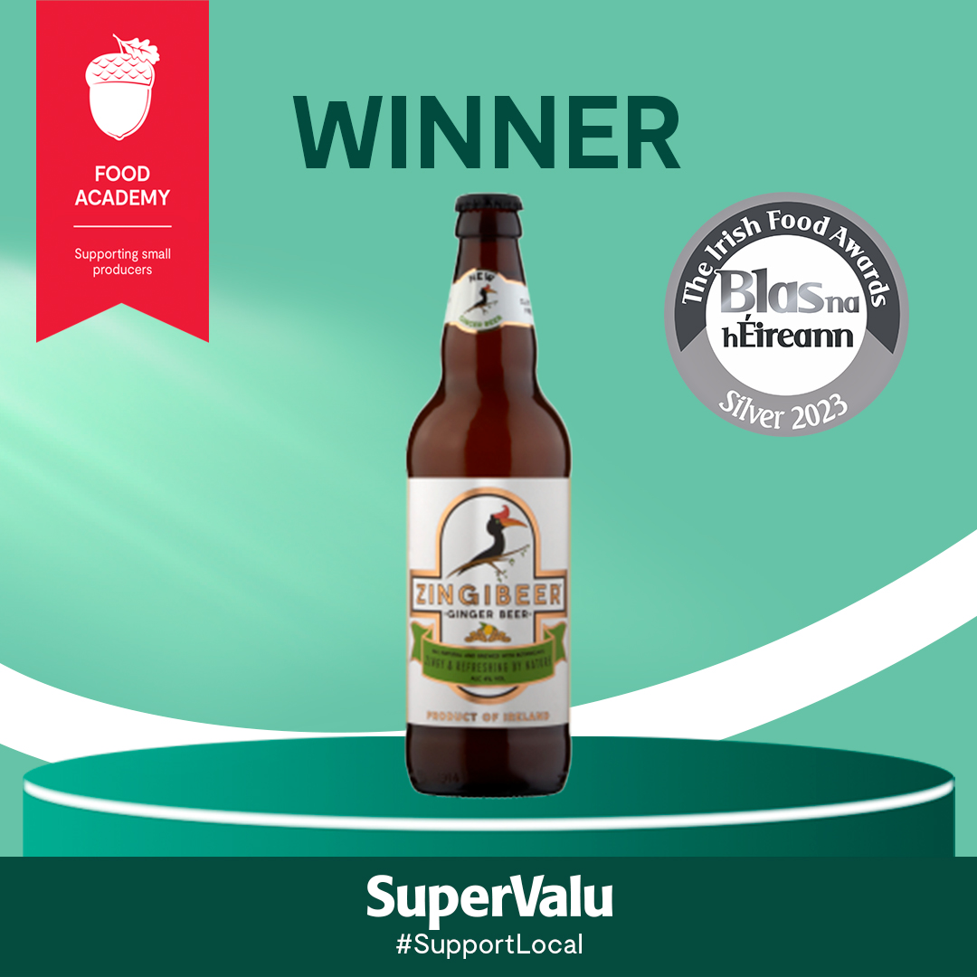 WINNER ✨Zingibeer part of the SuperValu #FoodAcademy has just scooped SILVER for their Ginger Beer at #Blas2023 🥳 Well done to all the team at Zingibeer. @BlasNahEireann #TasteofLocal #SupportLocal #SuperValu