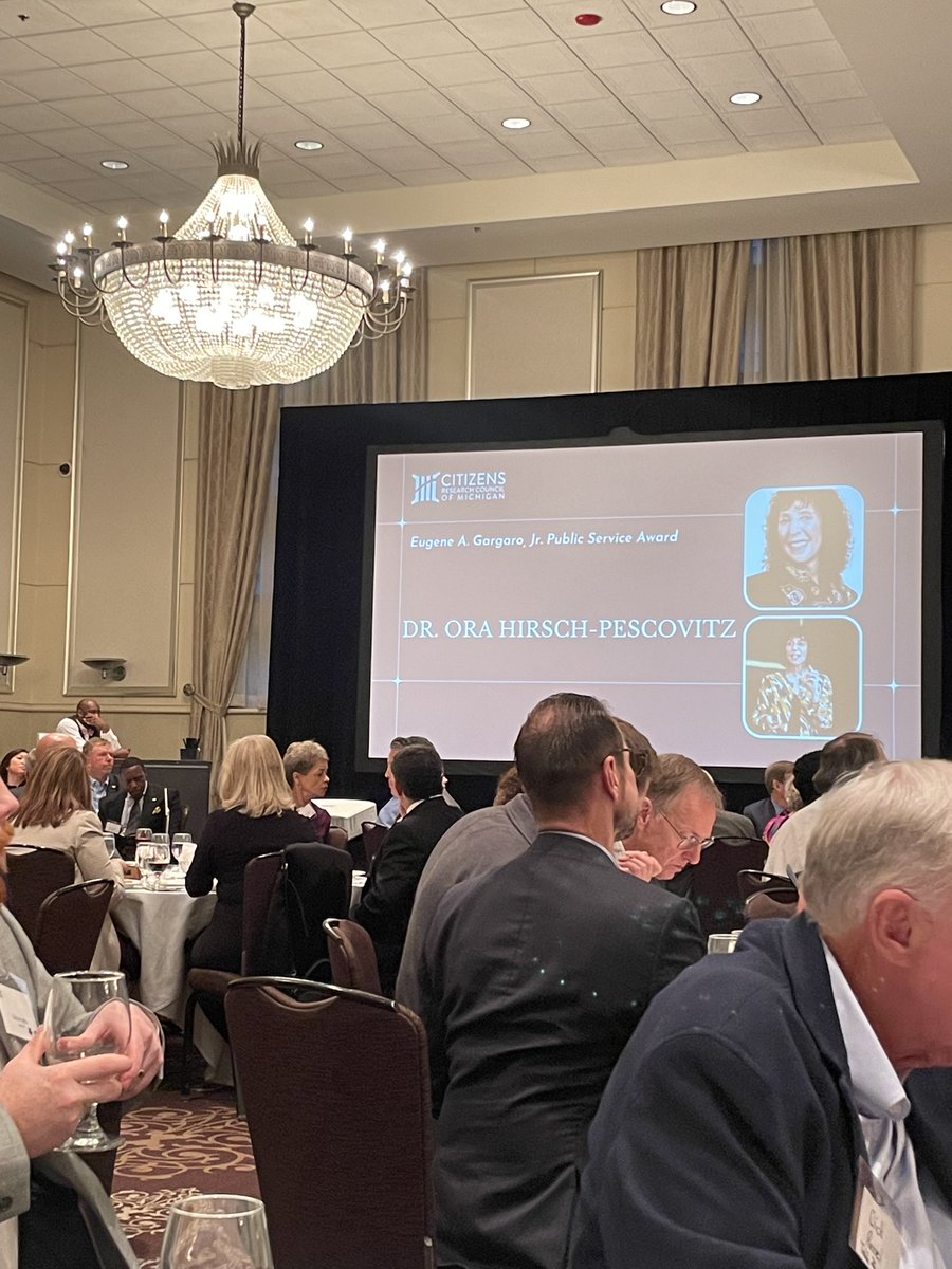 pscmichigan's tweet photo. Congratulations to @OraPescovitz for being honored for her remarkable track record of civic engagement and commitment to public service! PSC is glad to support @crcmich's Annual Public Policy Dinner, which promotes accurate research for a better Michigan. #MichiganPolicy https://t.co/j6vTY2LK5B