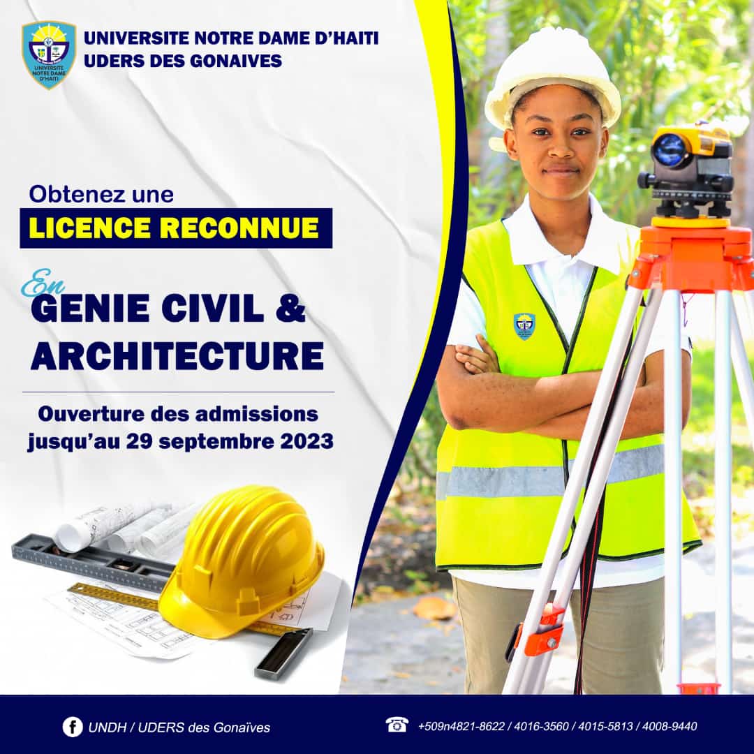 Undhudersgona's tweet photo. Les perspectives d'embauche dans le génie civil en général sont très encourageantes. Ne ratez pas l'opportunité.
Inscrivez-vous dès maintenant pour rejoindre notre faculté de Génie civil et d'Architecture!
#UNDH #UNIVERSITÉ #Inscriptionsencours https://t.co/3qz0TzLSn3