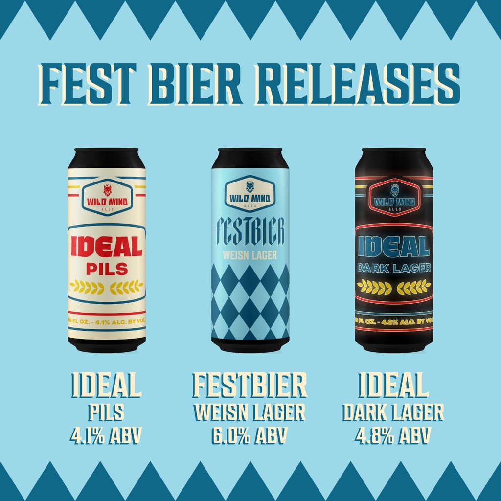 WildMindAles's tweet photo. ZICKE ZACKE, ZICKE ZACKE, HOI HOI HOI!

Wild Mind Ales Oktoberfest begins today! 

We have three brand new beer releases: Ideal Pils, Ideal Dark Lager, and Festbier Weisn Lager. All will be available on draft and in 4-packs this weekend.

We'll see you out there! 

Prost! https://t.co/haTNR6GYr1