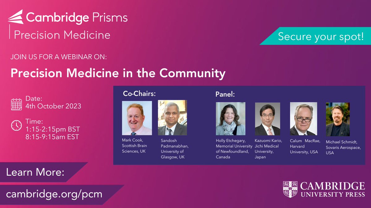 Join us for an engaging webinar on #PrecisionMedicine in the community! Our panelists will explore the definition of precision medicine, its role in preventive medicine, digital healthcare, and public engagement. 

Sign up today 👉 cup.org/3tdkm00
