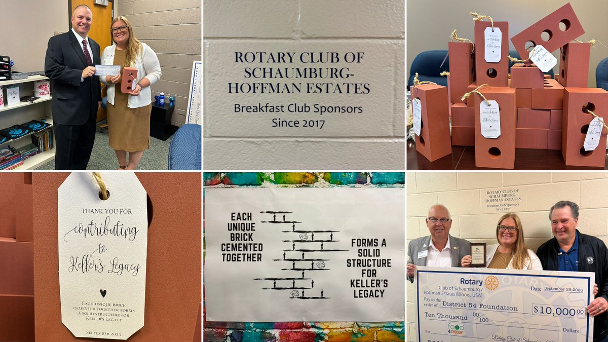 D54Foundation's tweet photo. Today, @RotarySche was presented their brick as part of the @D54Keller legacy. The Schaumburg-Hoffman Estates Rotary has sponsored the breakfast club at Keller since 2017 - helping thousands of students over the past 7 years start their day ready to learn. https://t.co/YPPMLVWB35