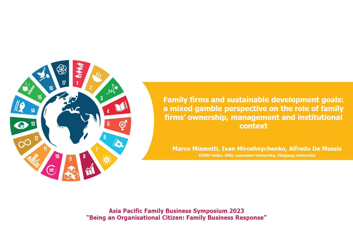 IvanMiro1's tweet photo. Great to see our research project on the adoption of sustainable development goals by family and nonfamily firms internationally being so well received at the Asia Pacific Family Business Symposium 2023. @IMD_Bschool @IMDfambiz @UN @SDG2030 @UNSDG2030 @SDGaction https://t.co/Z7JvmGrKhJ
