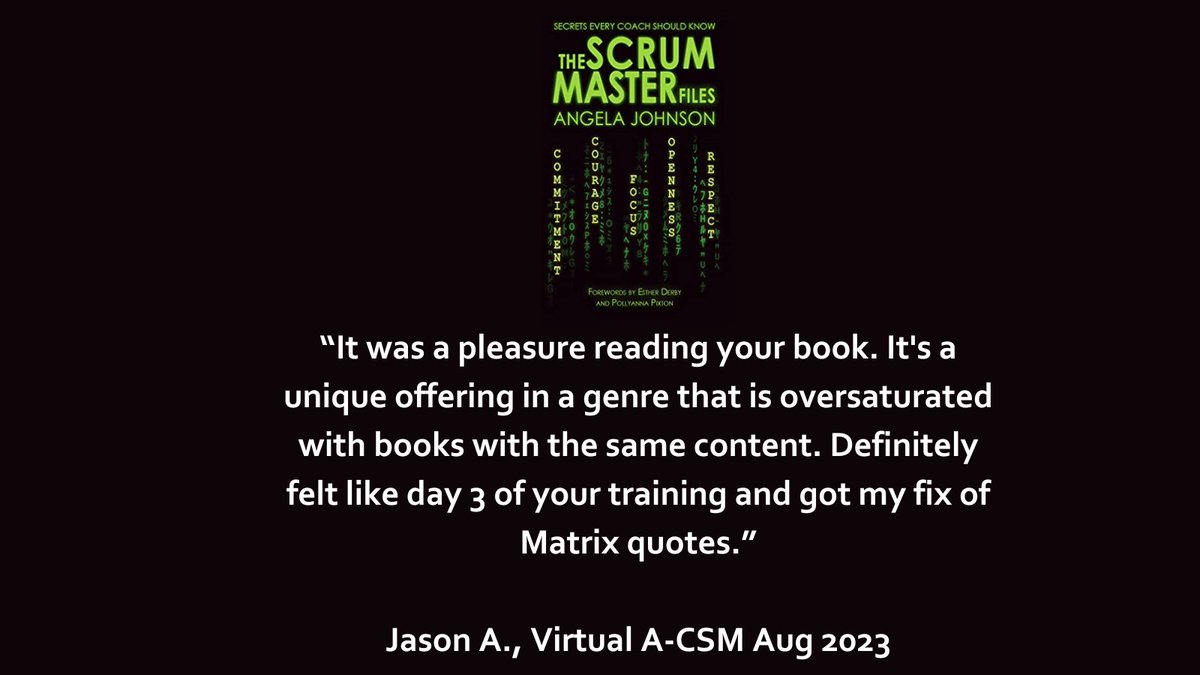 Thanks Jason! Helping students like you is why we do what we do!
#training #coaching #scrum
#nosuchthingastoomanyMatrixquotes