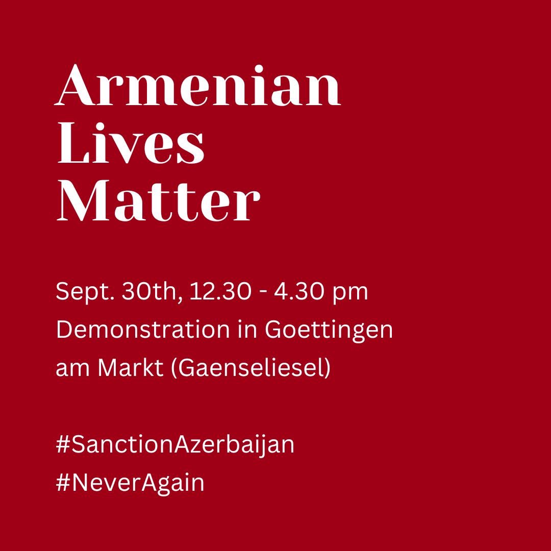 Morgen um 12:30 am Marktplatz in Göttingen! #SanctionAzerbaijan #StopAliyev #StandwithArmenia #Bergkarabachbleibt