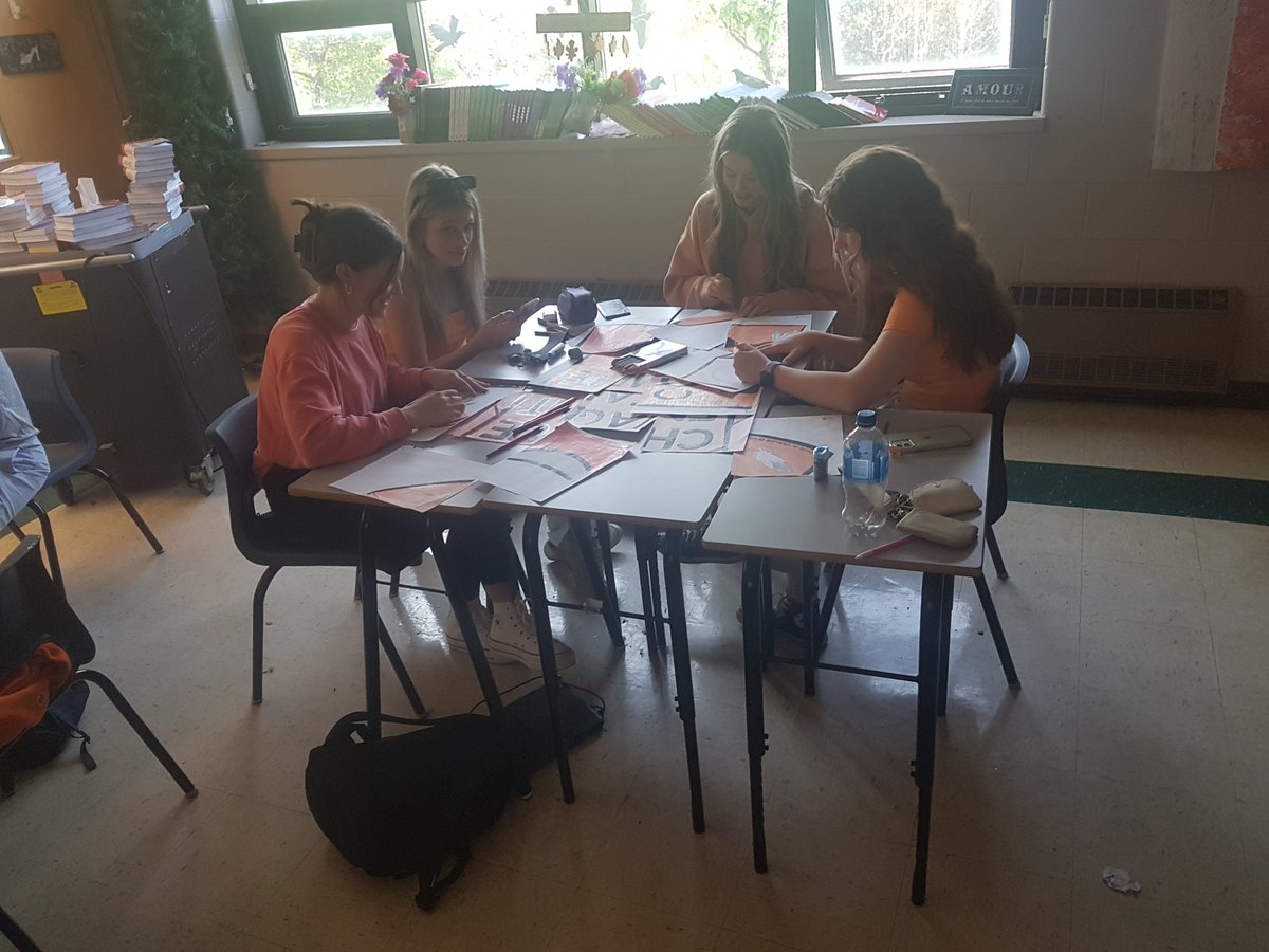 Integrated French 12 at GBH today. They discussed Residential Schools and the story of Phyllis. Students created their own collaboration of an orange t-shirt that says, "Chaque Enfant Compte" (Every Child Matters). <a href="/CBVRCE_NS/">CB-VRCE_NS</a>