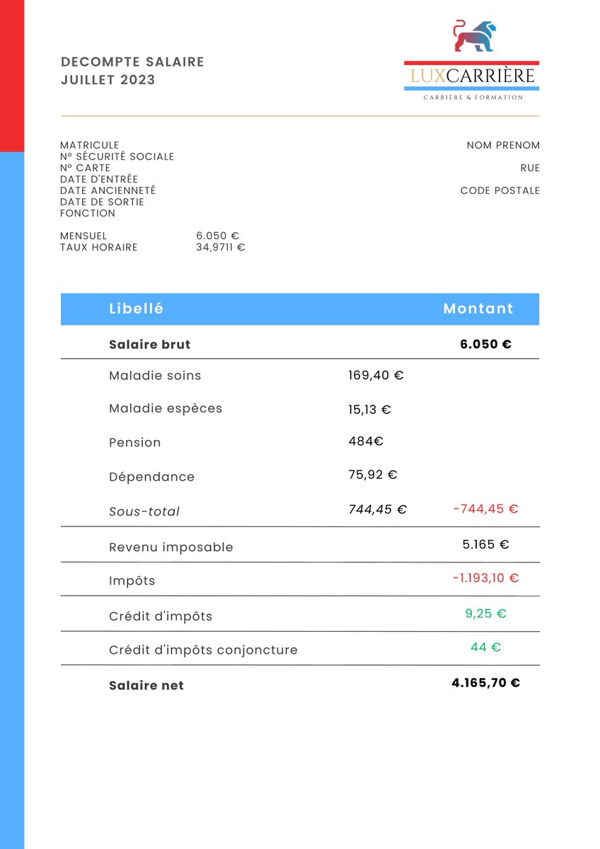 Imaginez gagner 6.050€ brut en moyenne chaque mois 💶

C'est le salaire MOYEN au 🇱🇺

Quels rêves concrétiseriez-vous et à quoi ressemblerait votre vie quotidienne ?

Dites le nous en commentaire !

Au Luxembourg, on ne rêve pas, on réalise sa vie.