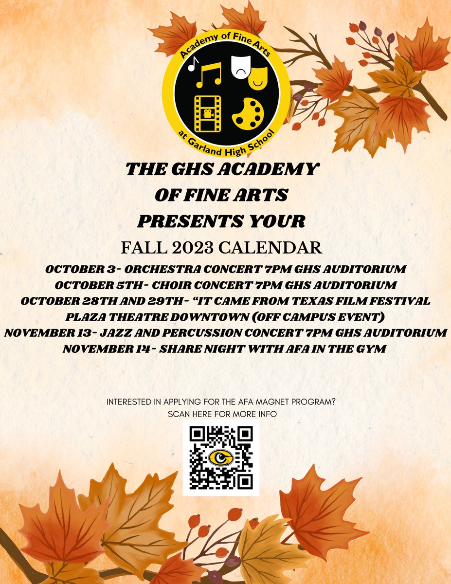 GarlandHSAFA's tweet photo. Join us for one of our Academy concerts this fall! https://t.co/lIoA5N4UH1