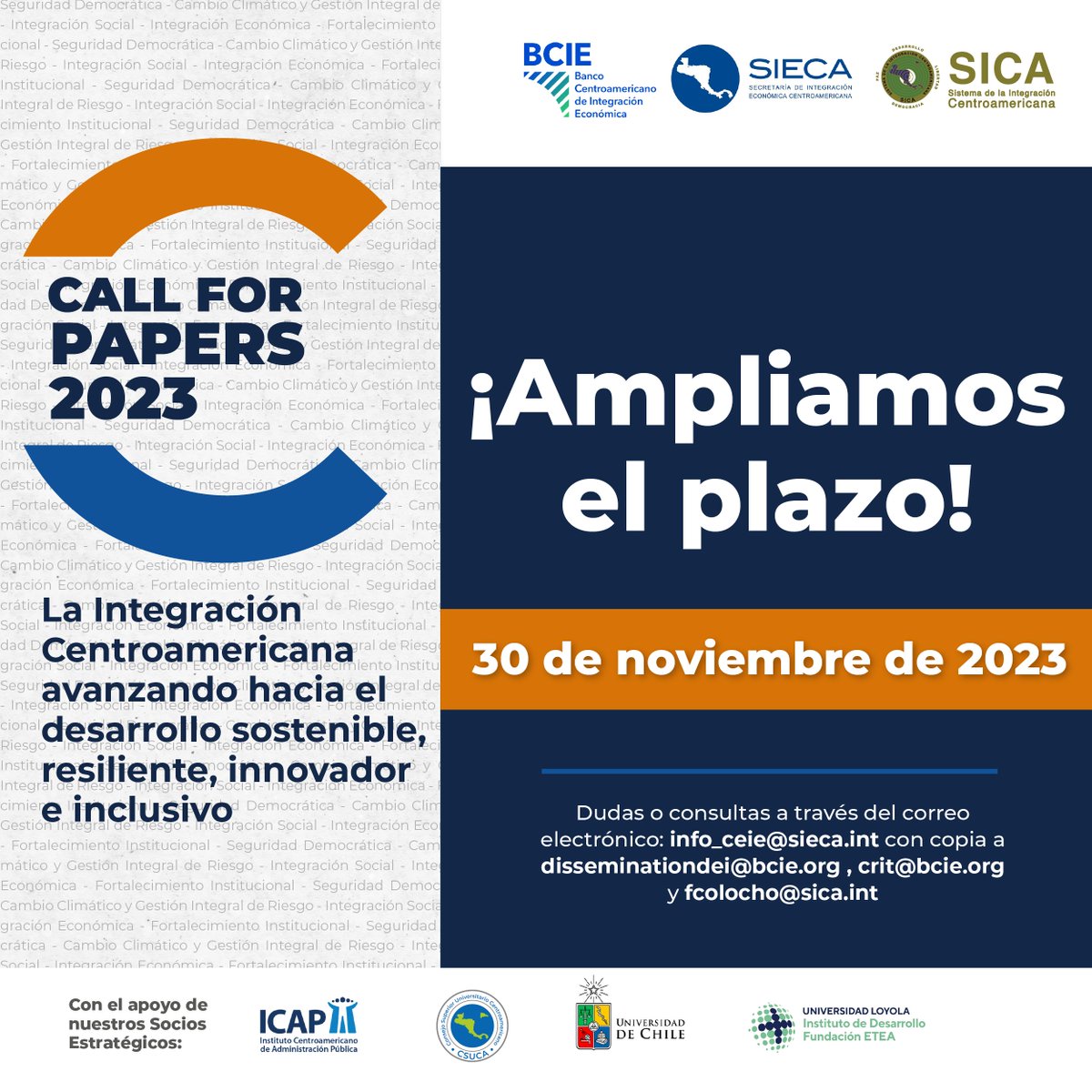 sg_sica's tweet photo. ¡Extendemos el periodo de recepción de artículos para el #CallForPapers2023!
Ante el creciente interés en la quinta edición del concurso, el Comité Editorial del #CallForPapers, comunica por este medio la decisión de ampliar el periodo habilitado para la postulación de artículos hasta el próximo 30 de noviembre.
Formulario de postulación ➡https://t.co/OCaCwDGIzp
¡No pierdas esta oportunidad!