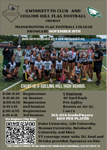 CHHSflagFB's tweet photo. @WHSGFF Please inform your players of this event.  All major TV stations in ATL will be here.  3 ATL Falcons former players will be here speaking, Falcons cheerleaders, and Freddie Falcon will be attending.  Huge opportunity for recruitment https://t.co/qfLrvhC8z1