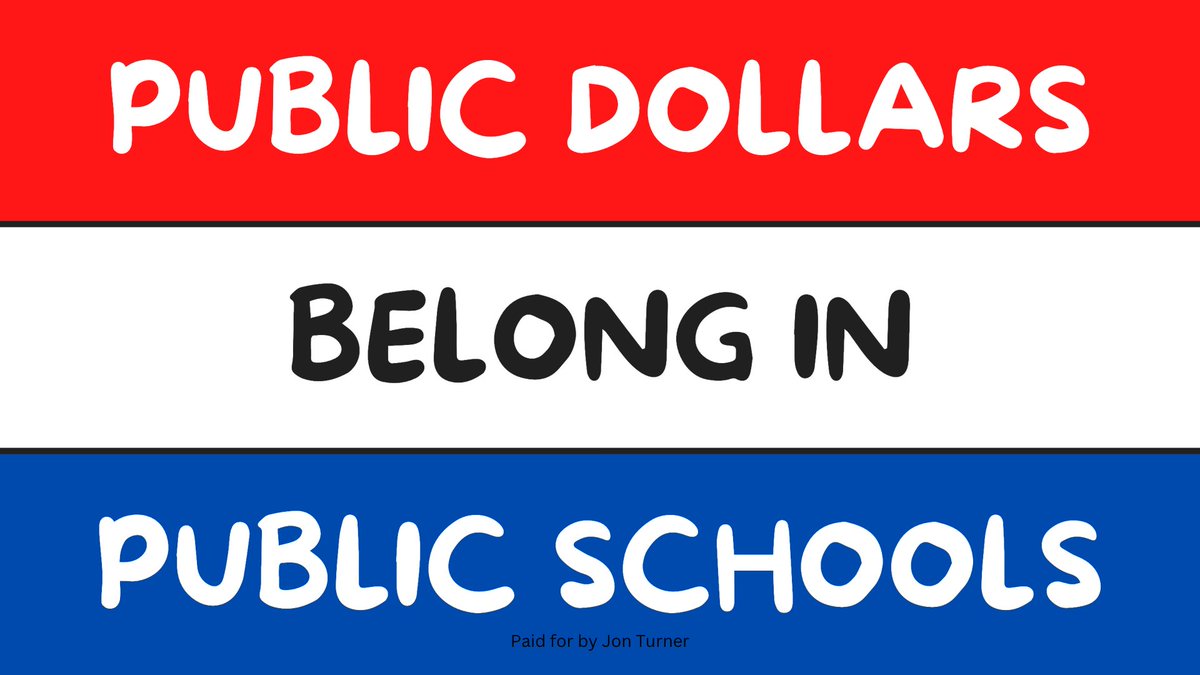 JonTurnerEdD's tweet photo. I can NEVER post this message too much.  Stop profiteers and their bought and paid-for supporters in elected positions from funneling public dollars into for-profit "educational service providers." Public schools are a building block of our society. Some place their crosshairs on $, not the future and what's best for kids and communities.