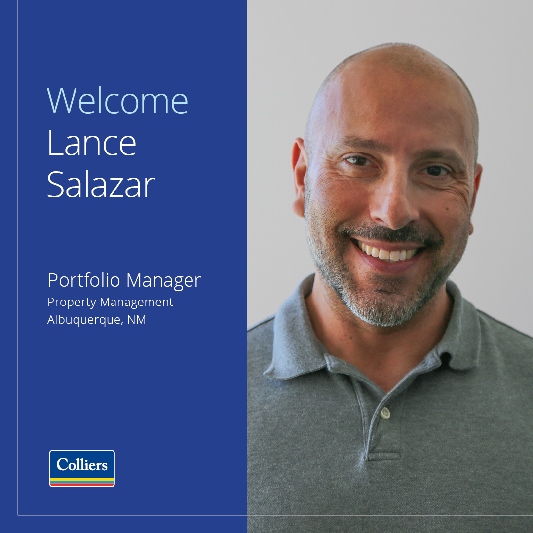 Colliers_NM's tweet photo. We’re delighted to welcome Lance Salazar to the Colliers team. He is a Portfolio Manager with our Property Management division. Welcome, Lance!
#NewTeamMember #ColliersNM #CommercialRealEstate #CRE #Albuquerque #PropertyManagement #ColliersTEAM https://t.co/YN8gtctCgL