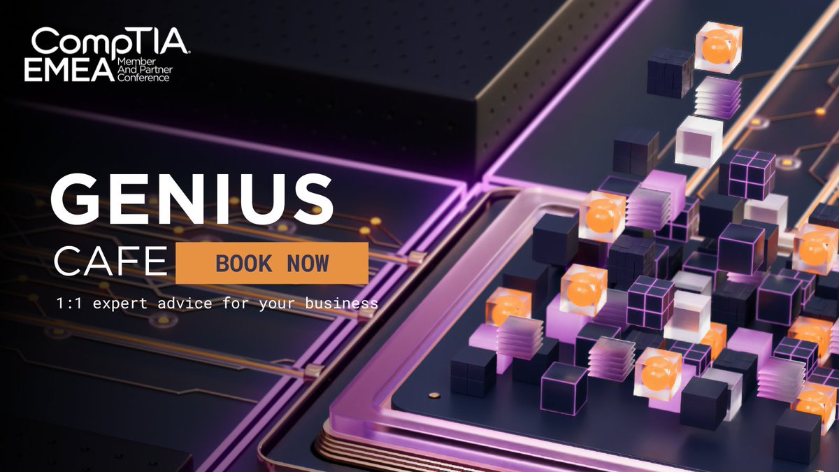 Attending #EMEAcon? Have you booked a Genius Cafe appointment yet? These 25-minute 1:1 appointments with industry leaders will provide valuable insights and guidance on various topics and challenges relevant to your business. #CompTIACommunity

Book now:
s.comptia.org/3Zz2FnR