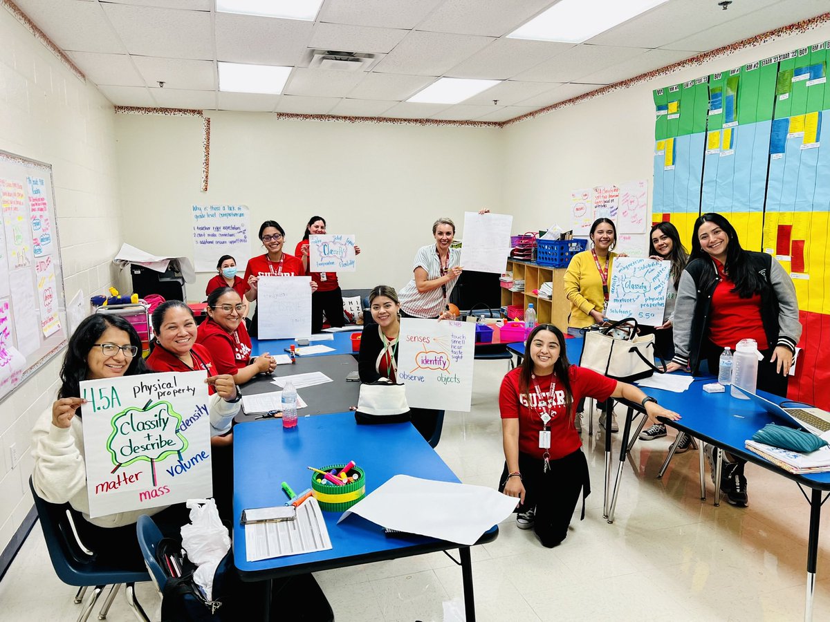 MissBSanchez's tweet photo. Our 1st science vertical alignment meeting was a success!🪐🧪💫
Shoutout to our Pk-5th science experts who are leading the way in fostering a love for science throughout our campus &amp; community!👩‍🔬🦅 
#WeAreGuerra #GuerragoesGlobal https://t.co/Zf4PWeSFPc