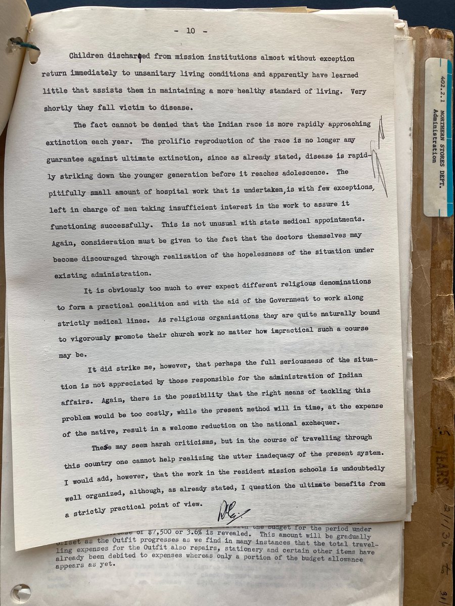 R. H. Chesshire, assistant to the HBC Fur Trade Commissioner, included his assessment of residential schools, hospitals and the impact of tuberculosis   in a report following his visit to Mackenzie River posts in 1937.
