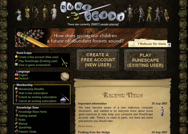 RsHistoryJuly's tweet photo. The RuneScape website on this day in 2007! https://t.co/OJvUE7WYEN
