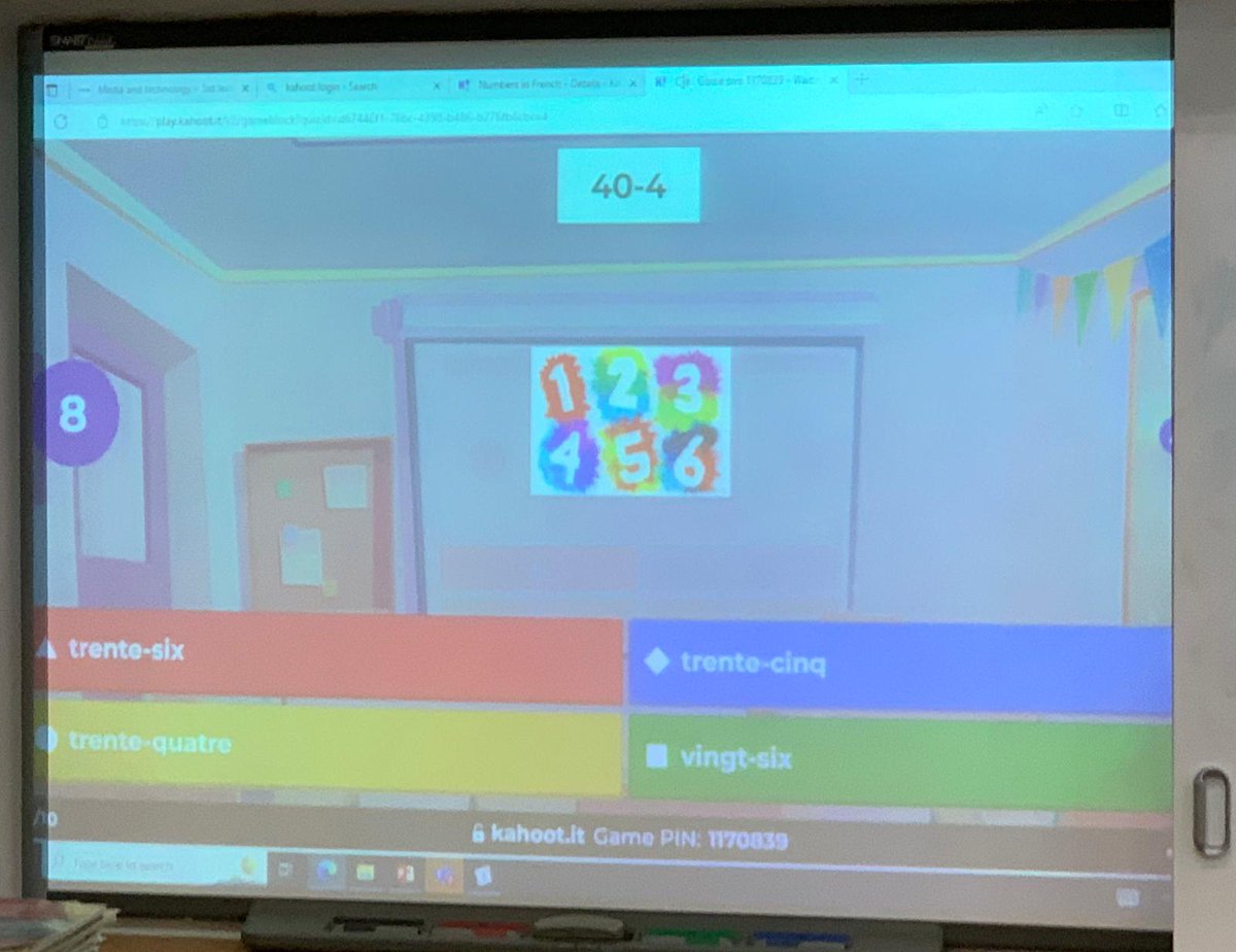 StMungosML's tweet photo. Mrs Farley's S3 using numeracy skills in French to crack the code and to compete for top spot on Kahoot! #mathsweekscotland https://t.co/urS66jJn92