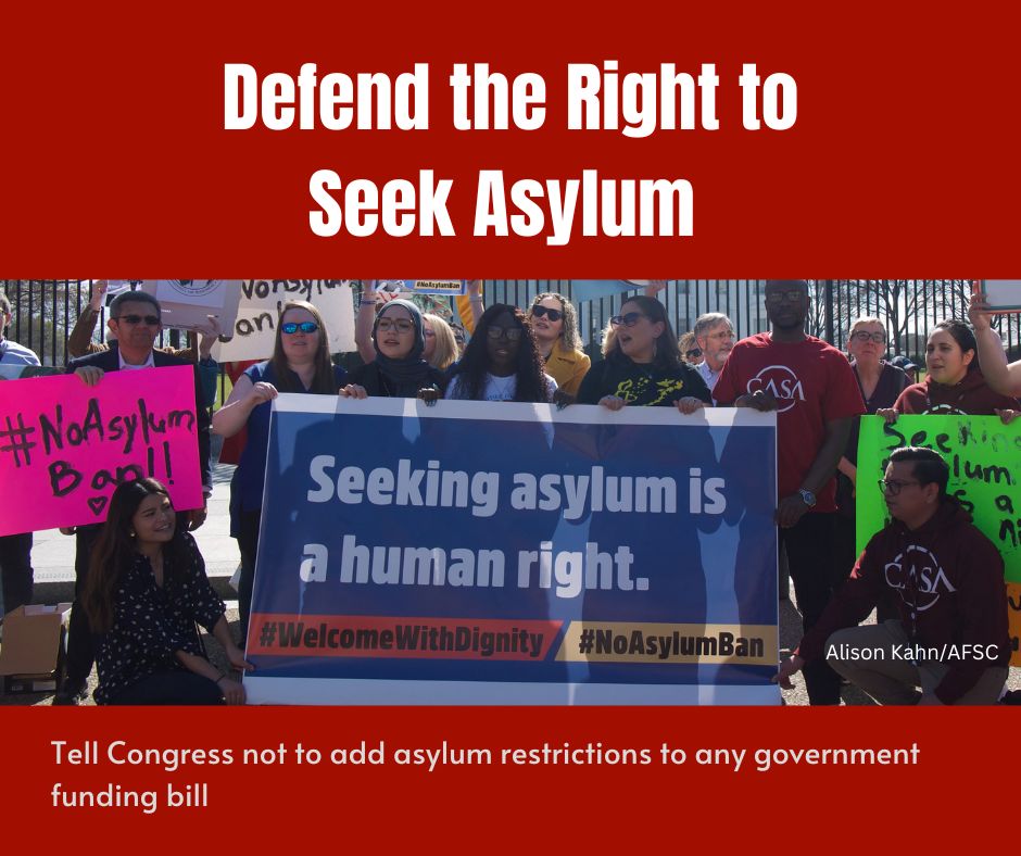 Government funding should not be conditioned on deadly asylum restrictions.     But some members of Congress want to pair the legislation needed to keep the government open with harmful asylum restrictions.

Take action: votervoice.net/PCUSA/Campaign…