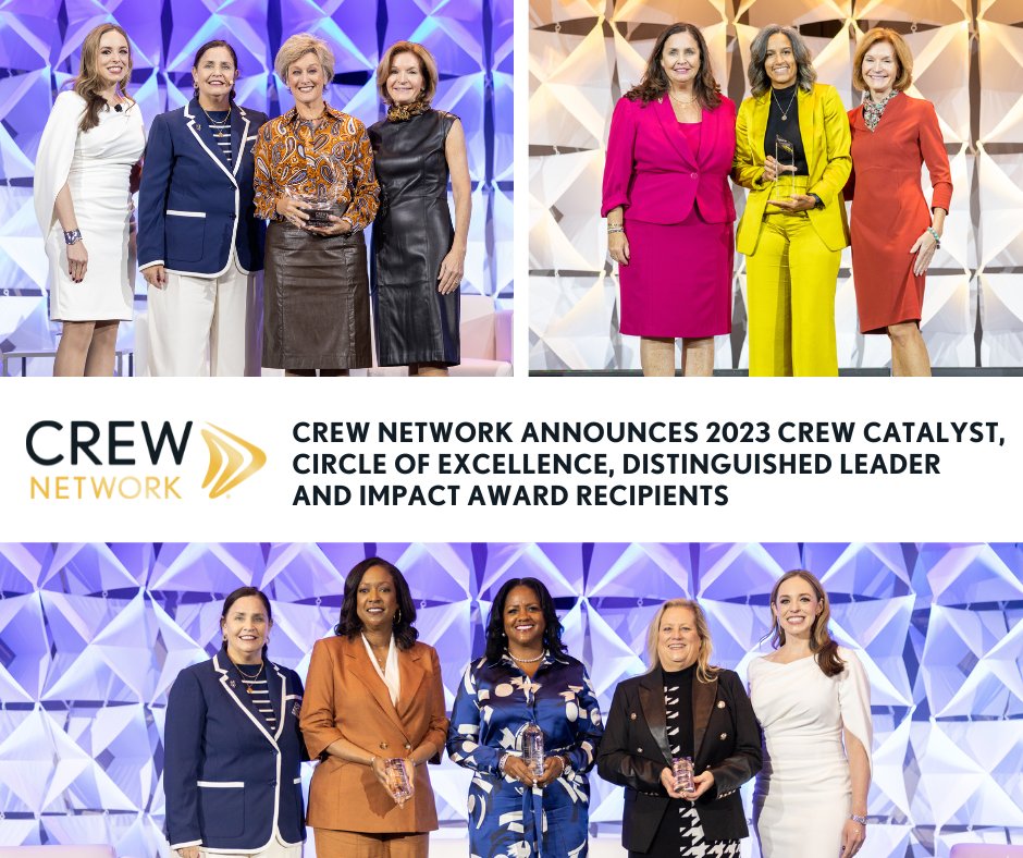 CREW_Network's tweet photo. During last week’s #crewconvention, we recognized 12 outstanding #CRE professionals who are making an impact in our industry and their communities, lifting #crewomen as they rise, serving as champions of #DEI, and demonstrating extraordinary leadership: https://t.co/98XNHUvYvX https://t.co/trP1WTWlEo