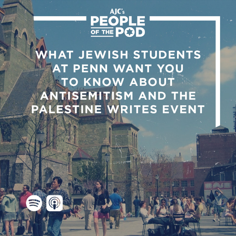 AJCGlobal's tweet photo. 🎙️ Listen to the story behind the headlines!

Join us as @Penn students Maya Harpaz and Jonah Miller share their experiences and takeaways from the Palestine Writes event.

A powerful discussion on campus antisemitism, free speech, and Jewish unity.