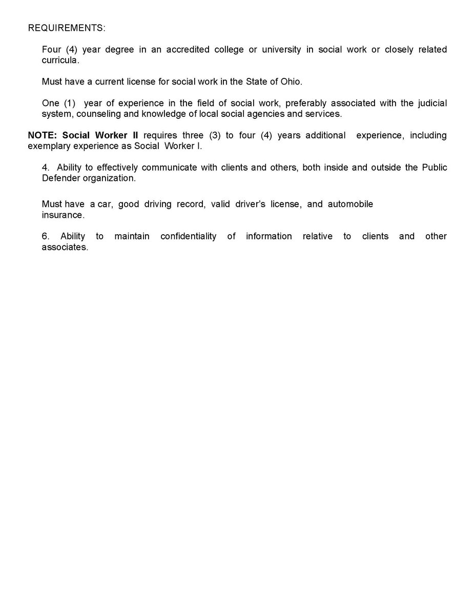 The Franklin County Public Defender has an opening for a social worker. See below for more information. #publicdefense #nowhiring #applytoday