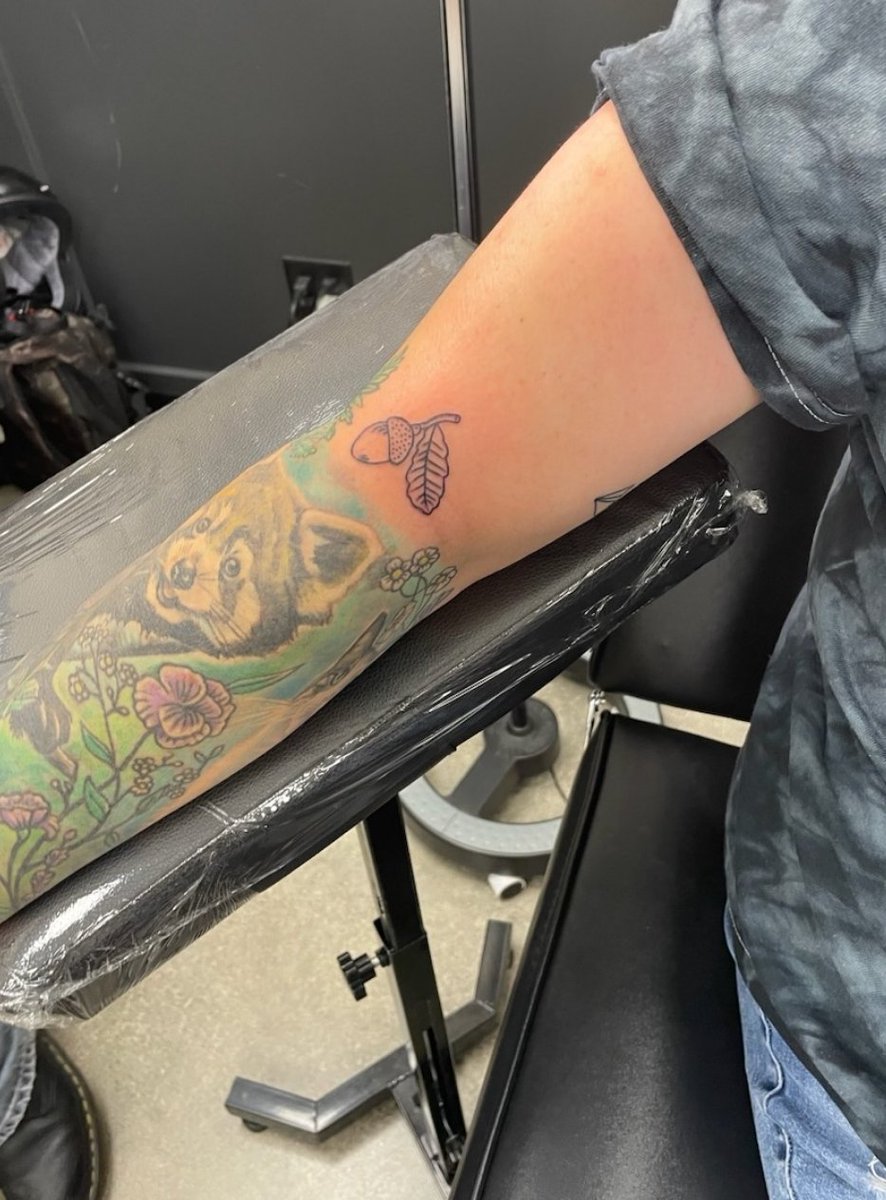 fanguysmum's tweet photo. knew blindly getting it inked back in August was gonna be worth it. 🤣 Can't pick just one song, screams it's an album just for the fans.  eating it up. 💛🍂 #AutumnVariations https://t.co/QidBDFoHGw
