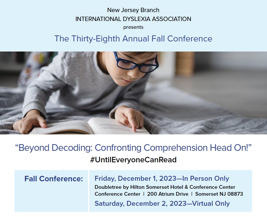 The Reading League New Jersey (@readingleaguenj) on Twitter photo Register now for the <a href="/DyslexiaIDAnj/">IDA New Jersey</a> Annual Fall Conference “Beyond Decoding: Confronting Comprehension Head On!” on 12/1/23. To receive info on the conference program, email njida@msn.com.
Register: eventbrite.com/e/njida-fall-c… Register now for the <a href="/DyslexiaIDAnj/">IDA New Jersey</a> Annual Fall Conference “Beyond Decoding: Confronting Comprehension Head On!” on 12/1/23. To receive info on the conference program, email njida@msn.com.
Register: eventbrite.com/e/njida-fall-c…