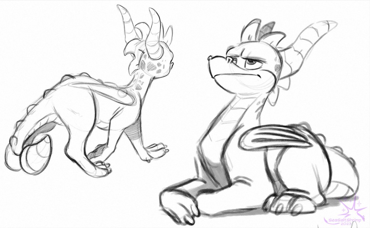 SeasaltShrimp's tweet photo. A couple Spyro, but mostly Hunter! I still find him fun to draw. https://t.co/05MRkFk8Cl