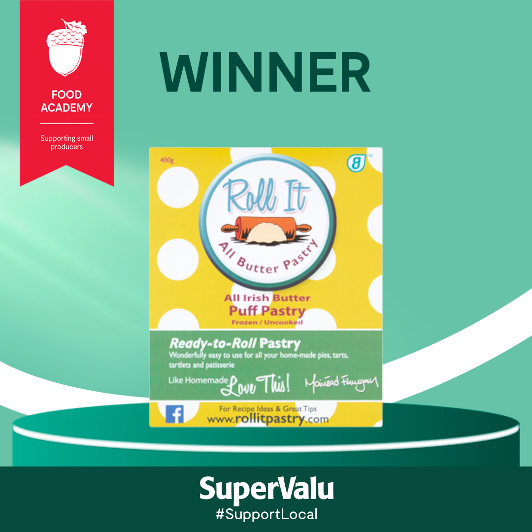 Huge congratulations to our #SuperValu Food Academy producer Roll It All Butter Pastry for winning the Chef's Larder award at @BlasNahEireann today for their Ready to Roll Pastry. 👏👏👏 #Blas2023 #SupportLocal #Irish @RollitpMairead