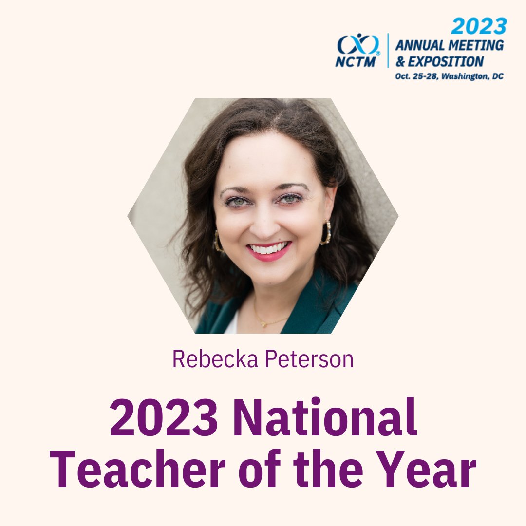 NCTM's tweet image. Get ready to hear from @RebeckaMozdeh, 2023 National Teacher of the Year, at #NCTMDC23!

In her session, she will share personal experiences &amp;amp; ideas to support belonging &amp;amp; personal connections in the mathematics classroom.

Don’t miss out: nctm.link/J9EUY

#NTOY23 @CCSSO