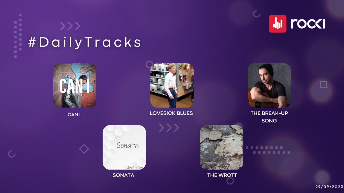 RockiApp's tweet photo. ๐ท#DailyTracks ๐ช 29/09/23
๐งCAN I - https://t.co/TikYJKQ2tE
๐นLOVESICK BLUES REMIX (FEAT. WAL MART YODELLING KID) -https://t.co/XxtGMSSFWX
๐ป THE BREAK-UP SONG - https://t.co/RDtF7nYQXw
๐ค SONATA - https://t.co/aHn3UnByuv
๐ธTHE WROTT - https://t.co/14SOZYsHRP https://t.co/whqKCEHR89