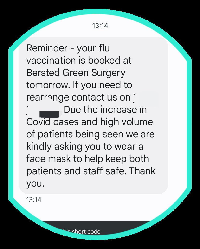 Vicky8133758360's tweet photo. A small (ish) gesture goes a long way. Masking can save a vulnerable person from becoming very unwell or even death. So pleased to receive this text today. Please #maskinhealthcare it makes a huge difference to so many.
@cv_cev https://t.co/Bk4t3ivt76