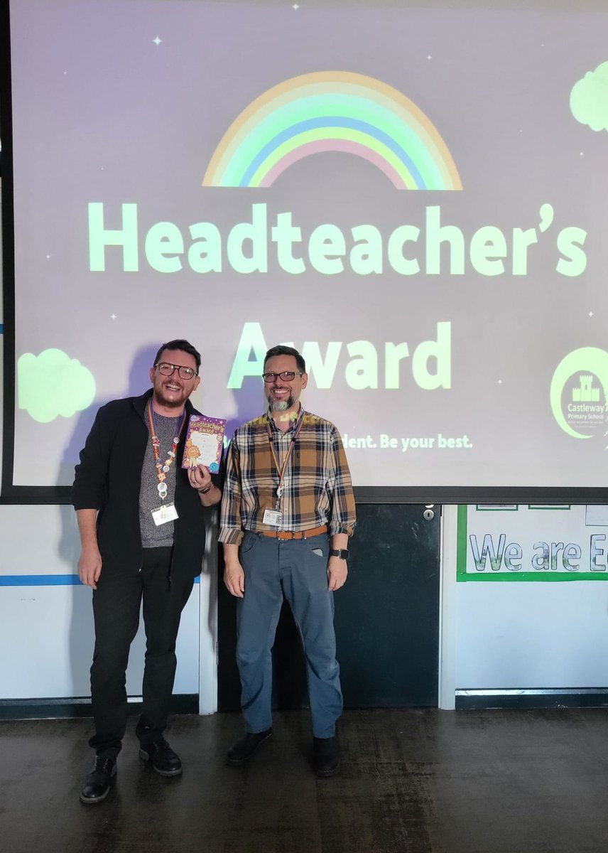 WeAreCastleway's tweet photo. And of course, one final but very special #HeadteachersAward for ‘achieving true #CastleLegend status’ for the one and only Mr. Melvin just had to be presented today! https://t.co/tlR1bKFpuT