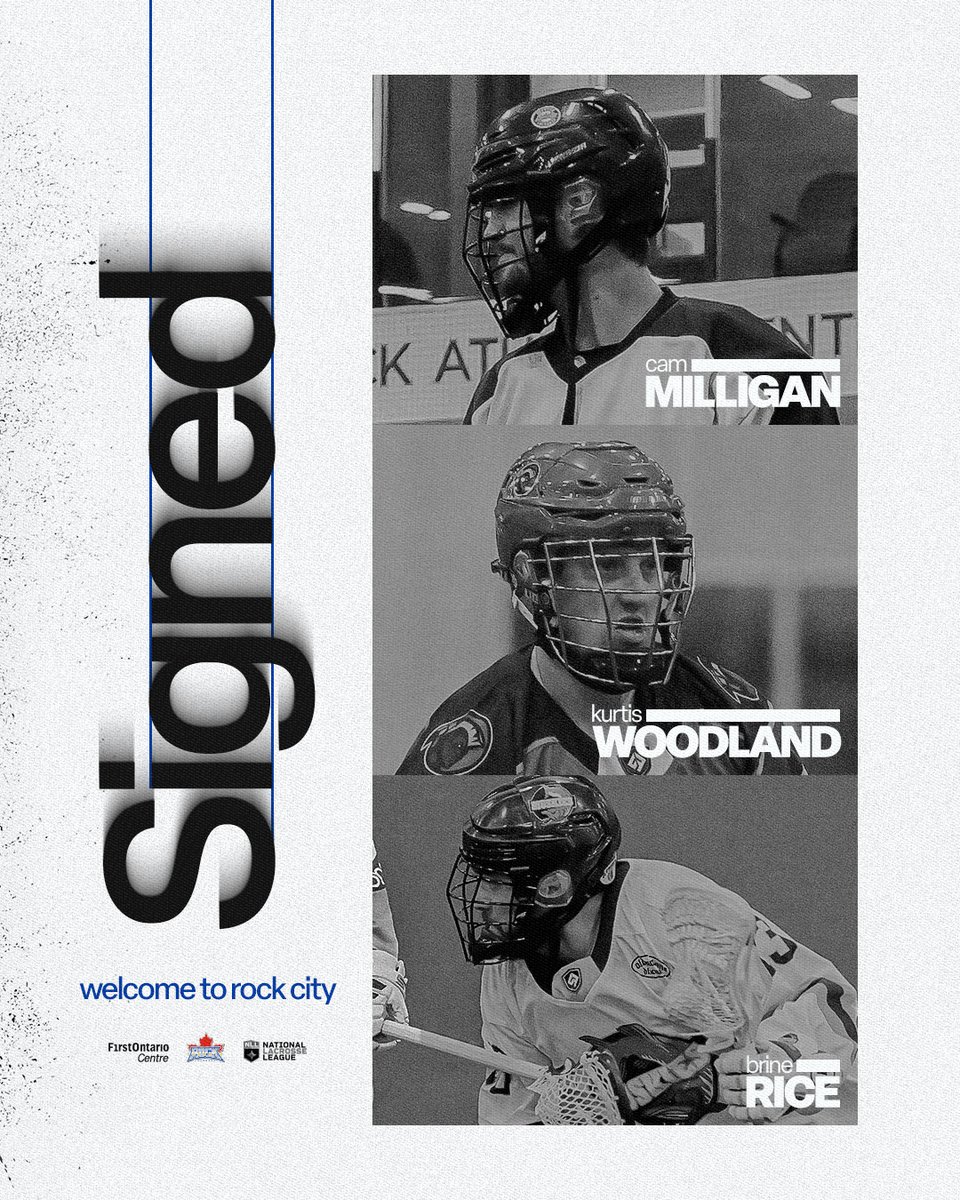 Rock City, how about a few more signings?

We've signed free agents Cam Milligan, Kurtis Woodland and Brine Rice to 1-year contracts.

*pending league approval

#RockCity🎸
