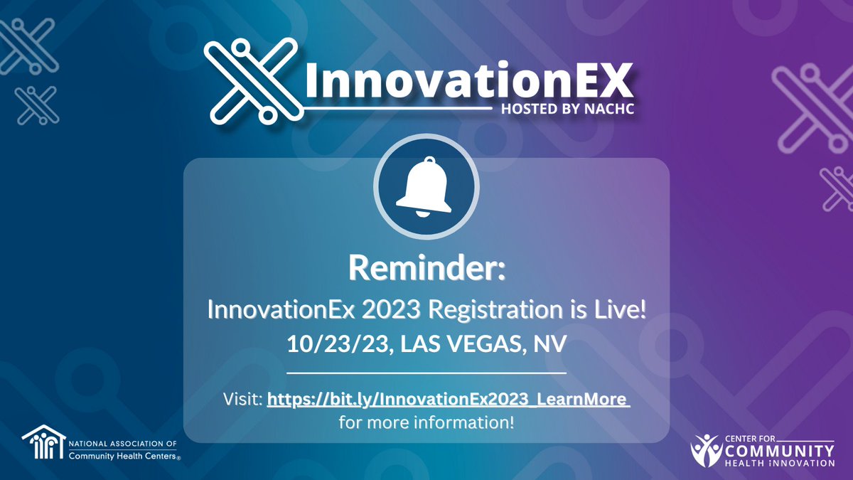 Less than a month away until our InnovationEx 2023: Operationalizing and Sustaining Innovation for the Future on 10/23 in Las Vegas! Make sure to check out our agenda and register today! nachc.org/events/innovat… #Innovation #ValueCHCs