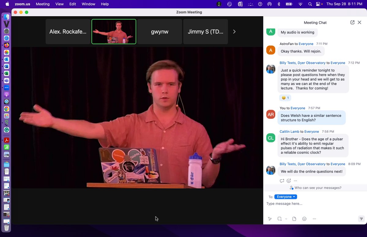 dyerobservers's tweet image. DYK that we stream our Meet the Astronomer talks?
Last night @william_lamb shared the latest on black holes + gravitational waves and gave a little insight on the Welsh language. #goodsport #Cymraeg
Visit our website for event announcements and stream links.