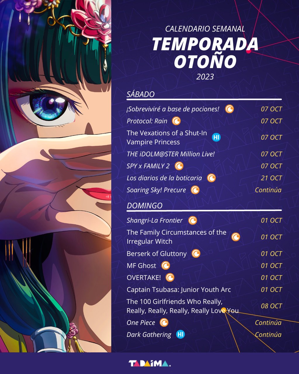 Calendario semanal anime primavera 2023 - Estrenos anime - Hanami Dango