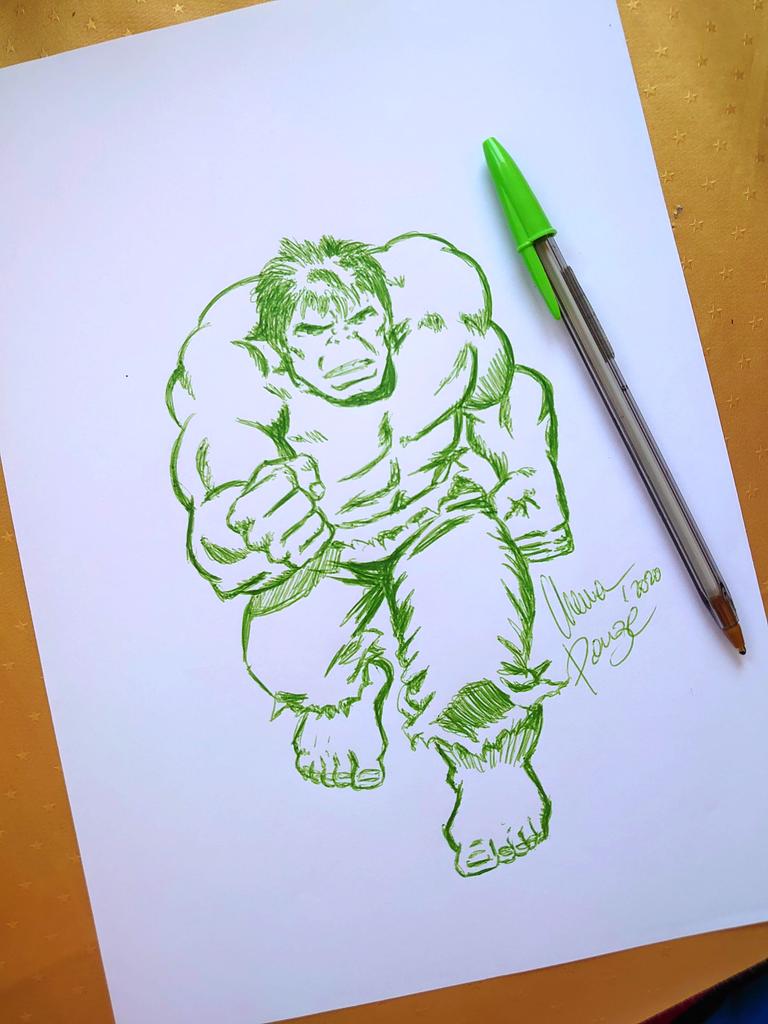 Chema_Ponze's tweet image. Ahí va un dibujito con bolígrafo verde!! 🟢🟢
#art #Hulk