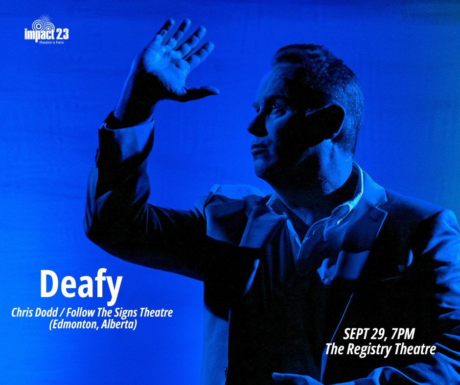 TONIGHT!
Deafy
Chris Dodd / Follow The Signs Theatre (Edmonton, Alberta)
SEPT 29,7PM
The Registry Theatre

Tickets
ticketscene.ca/events/44992/

<a href="/auriclus/">Chris Dodd</a> <a href="/RegistryTheatre/">Registry Theatre</a> <a href="/DTKitchener/">Downtown Kitchener</a>