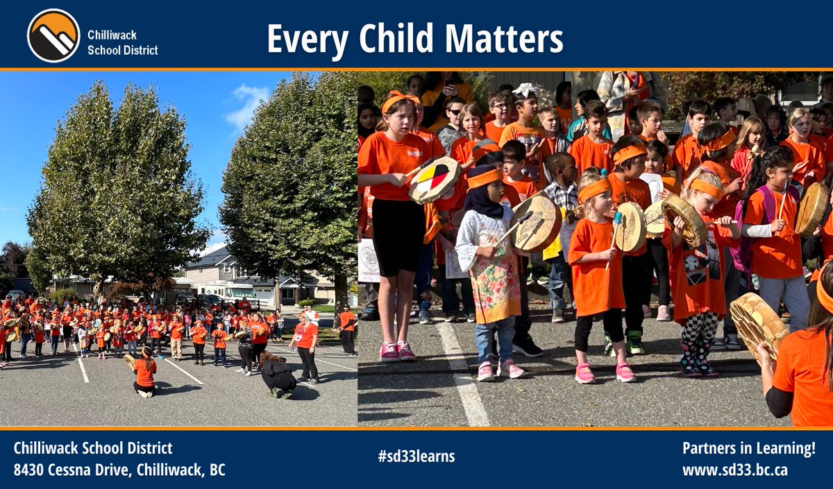 What an honour to see 280 Robertson Elem. students drum and sing Stó:lō Shxwelí Wiyótha (Spirit of the Stó:lō) to staff at the District Office today. It is deeply moving to see these students embrace Indigenous culture with such passion and pride. #everychildmatters #SD33learns