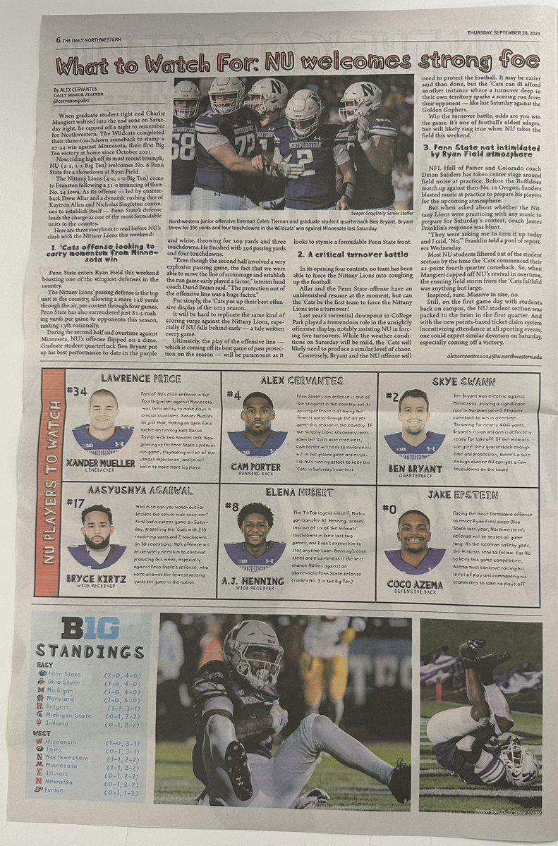 LPIII_TRES's tweet photo. Week 2 of the Gameday Issue for @thedailynu! Make sure to check it out before @NUFBFamily’s game against No. 6 Penn State tomorrow morning!

Thread tells you all that’s included⬇️ https://t.co/0E64QiGPEl