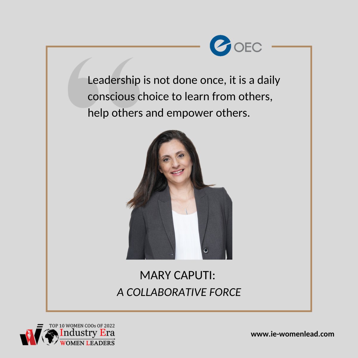 Our very own <a href="/caputi_mc/">Mary Caputi</a> is featured in Top 10 Women COOs of 2022 by #IEra Women Leaders.

Congratulations Mary Caputi!

Find our more: lnkd.in/gXGmFWDh