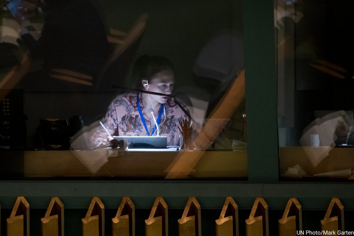 UN's tweet photo. As we celebrate Saturday’s International #TranslationDay, learn how language professionals are essential to the work of the United Nations: https://t.co/TVnpheJI94 https://t.co/1JXOVxOgEg