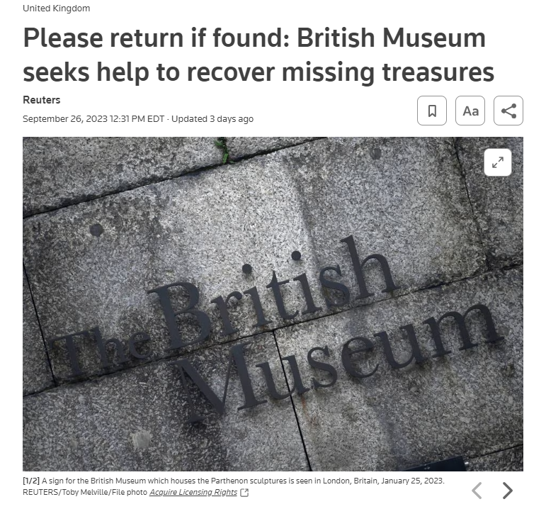 where’s the hotline for things stolen by the british museum?