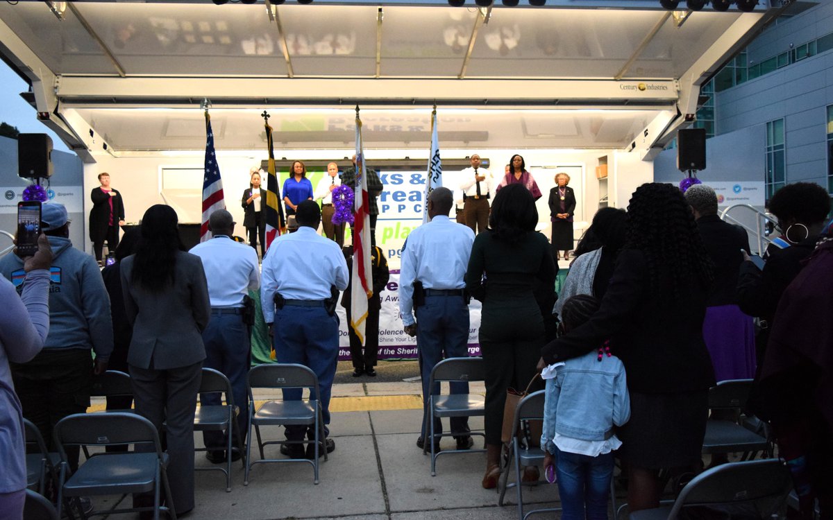 PGSheriff_PIO's tweet photo. PGSO is proud to kick off Domestic Violence Awareness Month with our 10th Annual Purple Light Nights Lighting ceremony. Thank you, Prince George's Community College, for hosting our event and continuous support, and to all our partners for their participation and constant support https://t.co/3dLxxUQKtH